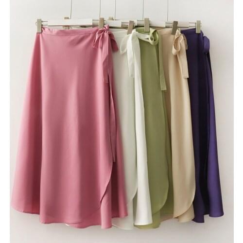 2021 Summer Women Stylish Irregular Solid Bandage Skirts Chic Ruffles High Waist Casual Skirt