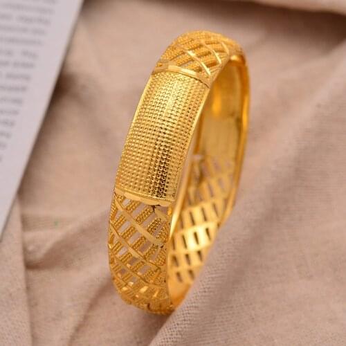 1Pcs Can open Ethiopian Ethnic Jewelry Gold Color Bracelet Bangles For Women Gilrs Man GP Wedding Bride Bracelet Bangles Jewelry