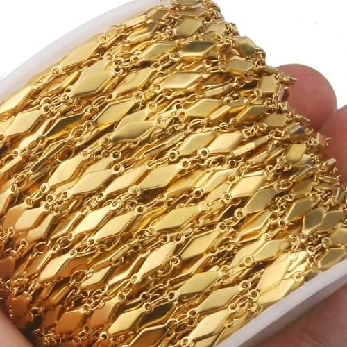 1Meter 4MM Stainless Steel Gold Rhombus Chains for DIY Necklace Bracelet Anklets Jewelry Makings Supplies Materials Wholesale