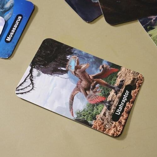 16pcs / Set English Dinosaur Cards Childrens Cognitive Fun Cards Collection Card Game Gift Toy Battle Dinosaur Toys Kids Q6B4