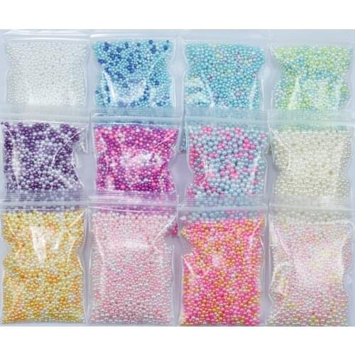 2–5mm 50g/10g Pearls mixed size color 12design round ball 3D pearls rhinestones for nail art decorations nails accessories stone