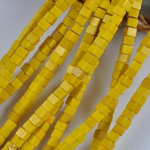4MM Yellow Howlite Cube Loose Beads Strand Jewelry Making C199