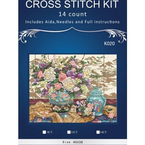 5x38Palace flower in vase,Counted Cross Stitch 14CT Cross Stitch Sets Wholesale cartoon Cross-stitch Kits Embroidery Needlework
