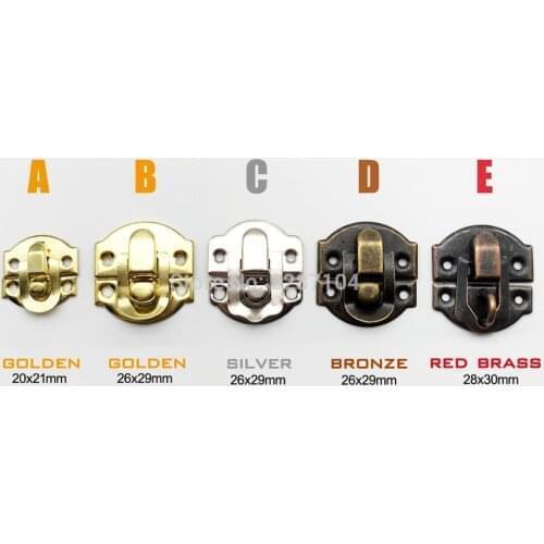 6pcs Decorative Antique Brass Silver Golden Jewelry Chest Gift Box Wine Wooden Case Hasp Latch Lock Lockable Clasp 20x21 26x29mm