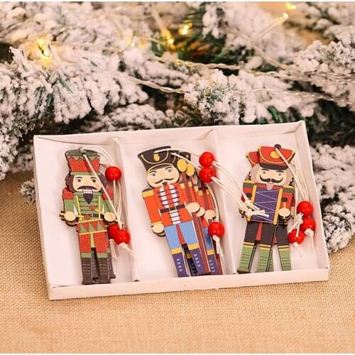9Pcs/Set Creative Christmas Walnut Soldier Pendant Xmas Tree Accessories Home Ornament Decoration
