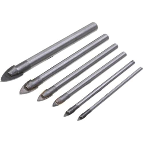 ABSF 6 Pcs 3-10mm Glass Drill Bit Set Tipped Ceramic Tile Cutter with Hex Shank Triple-cornered Hole Drill for Power Tools