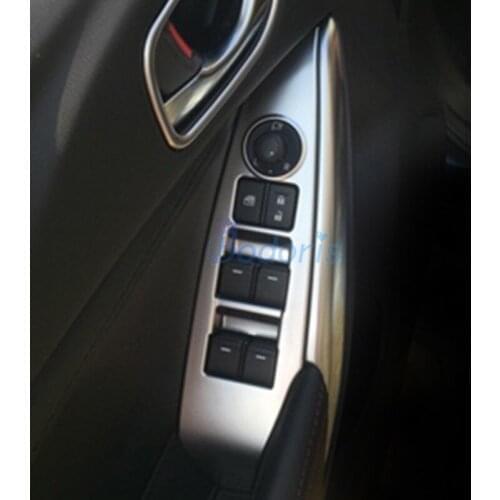 Accessories For Mazda Atenza 2017 2018 Full Cover Window Glass Switch Button Overlay Trim Panel Chrome Car Styling