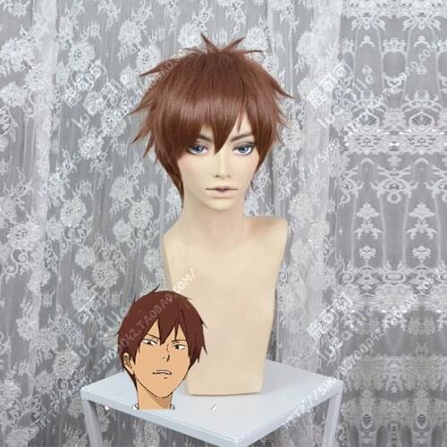 Anime Tsurune Kazemai Koukou Kyuudoubu Onoki Kaito Cosplay Wig Brown Heat Resistant Synthetic Hair Wig + Wig Cap