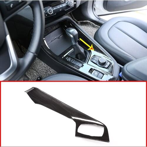 Black Ash Wood For BMW X1 f48 2016-2018 Car ABS Plastic Chrome Console Gear Shift Decoration Cover Trim For BMW X2 F47 2018 LHD