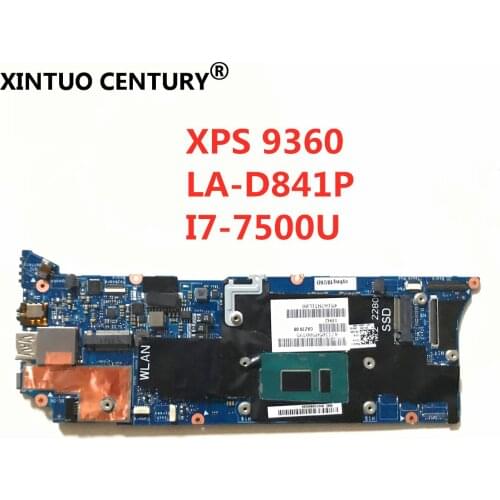 For Dell XPS-13 9360 original mainboard LA-D841P Laptop motherboard 8GB-RAM I7-7500U