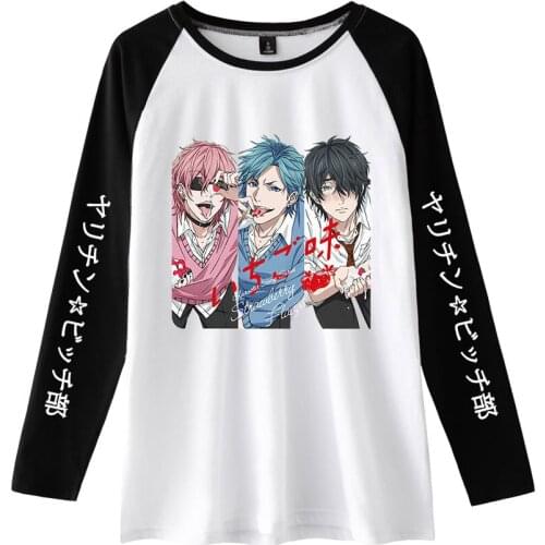 Yarichin Bitch Club Long sleeve T-shirt Printing Tees Punk Tops T-shirt Unisex Rock Cotton Tee Long Tees Basic Soft T-Shirt