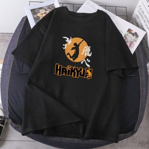 Hot Japanese Anime Haikyuu T-shirts Woman Summer O-neck Tops Short Sleeve Fashion Cartoon 2021 New Female Casual Lady Clothing
