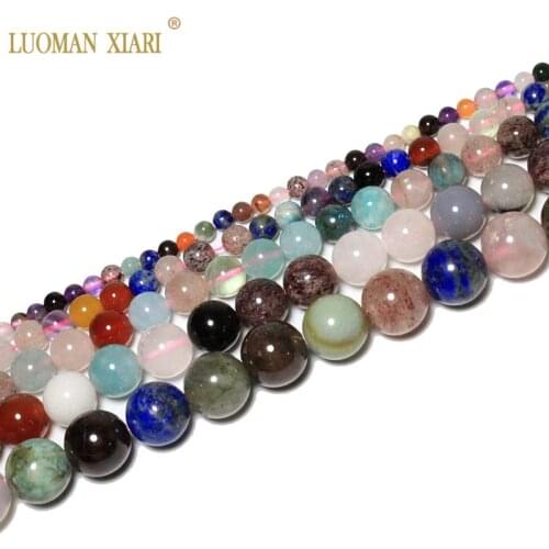 Fine AAA Natural Mix Gem Amethyst Agate Apatite Round Stone Beads For Jewelry Making DIY Bracelet Necklace 4/6/8/10mm Strand15