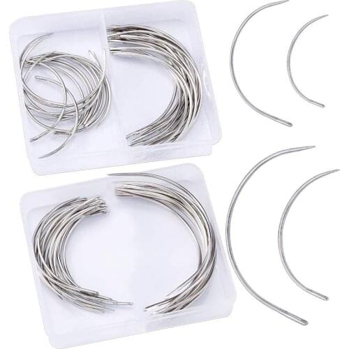 KAOBUY 80Pcs Curved Plastic Needle Case With 4Sizes Hooked Needle For Leather Sewing,Stitching,Embroidery,Hair Weaving