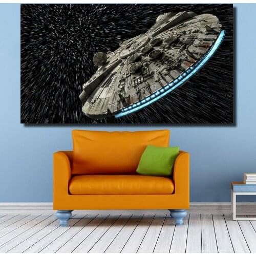 QKART Space Spacecraft Decorative Pictures Oil Painting for Living Room Bedroom Canvas Prints Wall Decor