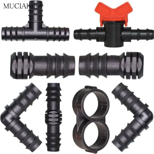 16mm PE Tubing BarbedFittings Kit Garden Drip Watering Valve Connectors Tee Elbow Coupling Cap Plug End Hose Irrigation Adaptor