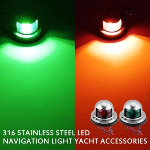 12V Stainless Steel Red/Green LED Navigation Lights Marine Boat Signal Light Stainless Steel Cover And ABS Plastic Housing