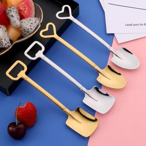 Creative Retro Watermelon Shovel Coffee Spoon Stainless Steel Dessert Spoon Ice Cream Spoon Tip Flat Shovel for Christmas Gifts