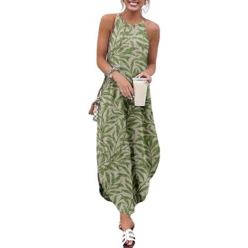 Summer Floral Print Side Slit Maxi Dress Women Sling Sleeveless Slim Long Dresses Party Club Fashion Ladies Basic Maxi Dresses