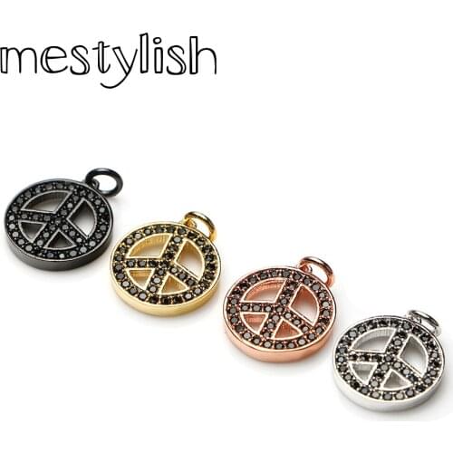 Mestylish High Quality Peace and OM Charms Micro Pave Zircon Pendant Fit DIY Making Bracelet Jewelry Pendant