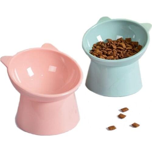 Oblique Mouth High Foot Pet Bowl Anti-overturning Binaural Cat Feeding Bowl Oblique Mouth Protection Cervical Spine Pet Dog Bowl
