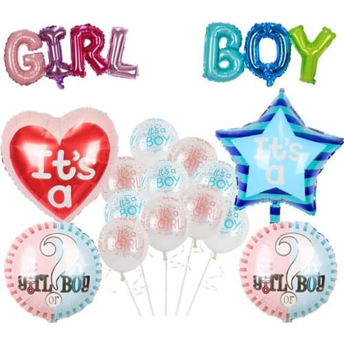 17 pcs Baby Gender Secret Balloon Set boy or girl set Baby shower toy balloon birthday party decoration balloon set
