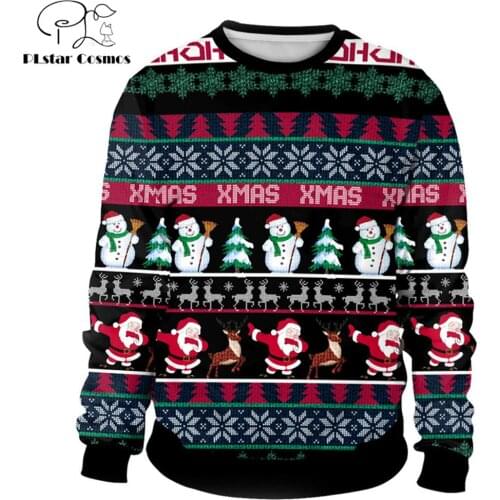 2019 New Christmas Fashion Sweatshirt Santa Claus and snowman 3D Printed Tracksuit Long Sleeve Outerwear Unisex streetwear