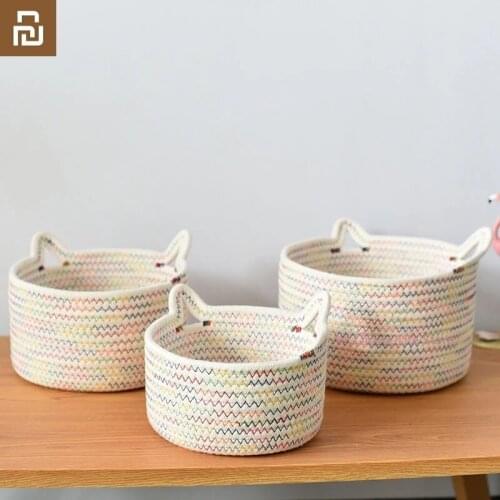 New Xiaomi Youpin Nordic Crafts Storage Basket Cotton Fabric Hand-woven Desktop Home Bedroom Key Sundry Snack Toys Basket Box