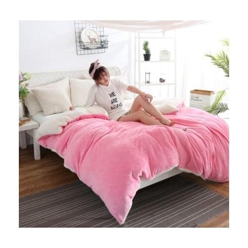 25 Solid Color Winter Thicken Berber Fleece Flannel Duvet Cover King Size Adult Kid Comforter Cover Bedding Home Decor