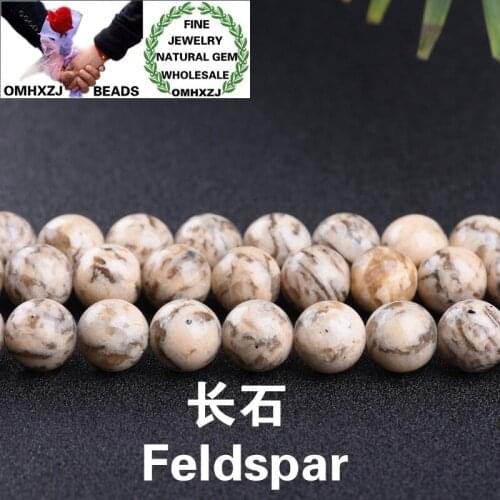 OMHXZJ Wholesale ZB116 6 8 10 12mm DIY Bracelet Necklace Jewelry Making Accessories Natural Stone Hot Fine Feldspar Round Beads