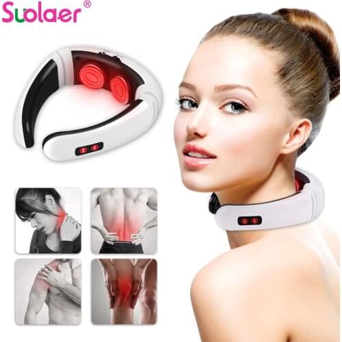 Rechargeable /Battery Electric Neck Massager& Pulse Back 6 Mode Power Control Infrared Pain Relief Neck Physiotherapy Instrument