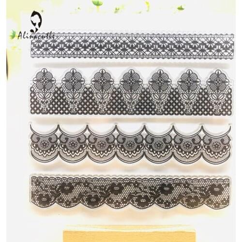 CLEAR STAMPS Lace Border Scrapbooking Card Album Paper Craft Rubber Roller Transparent Silicon Clear Stamp AlinaCraft