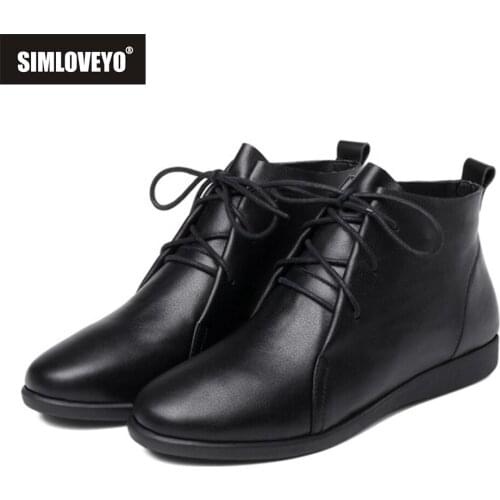 SIMLOVEYO Fashion Womens Chelsea Boots Ankle Shoes Luxury Brand Leather Women Boots Dress Shoes Party Wedding Casual Flats Cool