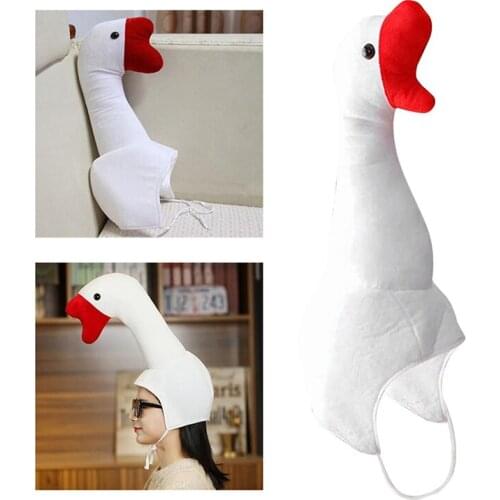 Funny Goose Shape Cap Adult Kids Halloween Party Cosplay Animal Hood Cute Plush Hat Winter Warm Costume New