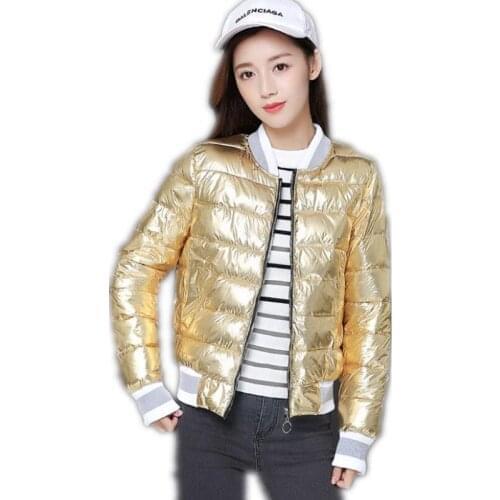 Long Sleeve Winter Women Short Parkas 2018Fashion Stand-Collar Bright Down Cotton Jacket Female Thicken Slim Winter Jacket Q763