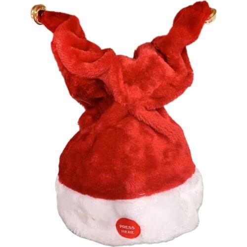 1pcs Electric Can Sing Can Dance Santa Claus Red Hat Caps For Adult And Children XMAS Decor New Year Gifts Home Party Supplies