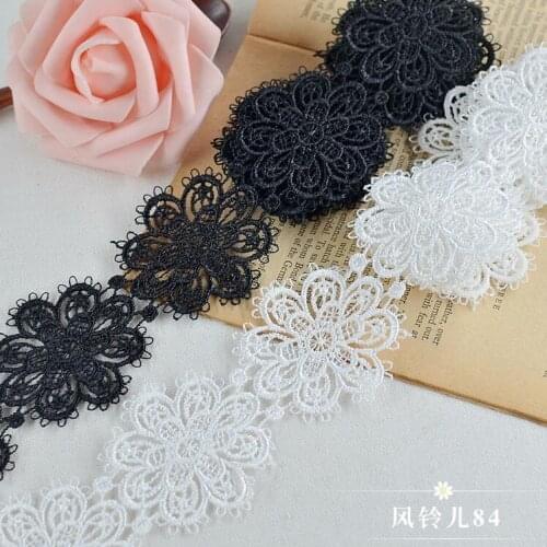 1 Yard/2 Yards Black White Flower Fabric Lace Embroidery Trim Ribbon DIY Wedding Sewing Garment Handmade Decor Accessories 5cm