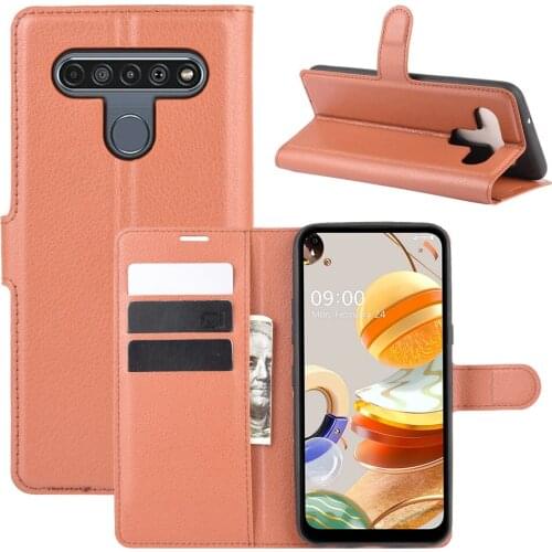 100pcs/lot Litchi Pattern Flip PU Leather Wallet Phone Case For LG K51 K61 K51S K41S K50S K40S V60 G8S G8X ThinQ Lychee Grain