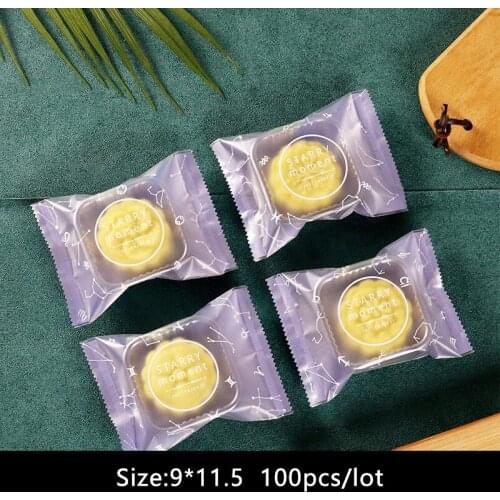 100pcs/lot Candy Cookies Bag Homemade Elegant Purple Frosted Pack Constellation Pattern Nougat Wedding Party Snack Food Pack