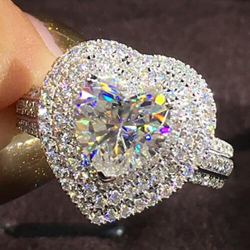 18K Au750 White Gold Women Ring Moissanite Diamonds 1 2 3 4 5 Carat Heart 2 Lap Luxury Wedding Party Engagement Anniversary Ring