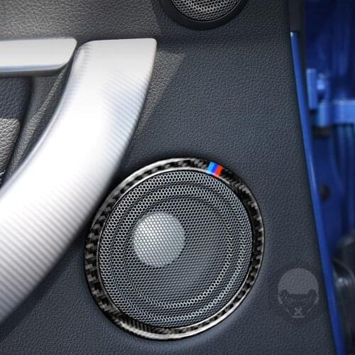 2x Carbon Fiber Door Speaker Ring Decorative Stickers for BMW E92 M3 2007-2013 Automobile Interior Decoration Parts