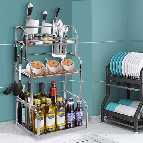 3 Layers 30/50cm Stainless Storage Rack Kitchen Spice Jar Bottle Seasoning Rack Decoration Organizer Shelf Home Desktop Racks