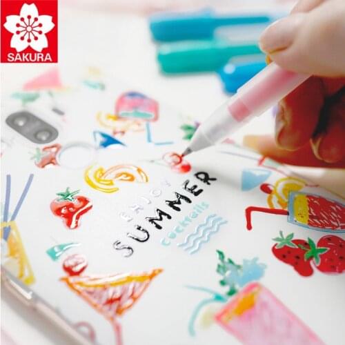 SAKURA 3D Pastel Gel Pen Hand Account Painting Writing Watercolor High-gloss Powder Jelly Hook Line Comic Manicure