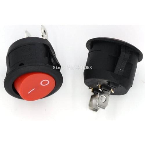 5PCS/LOT 23mm Diameter Round Boat Rocker Switches 6A250V Red Round 2 Pin ON-OFF SPDT Rocker Switch KCD1
