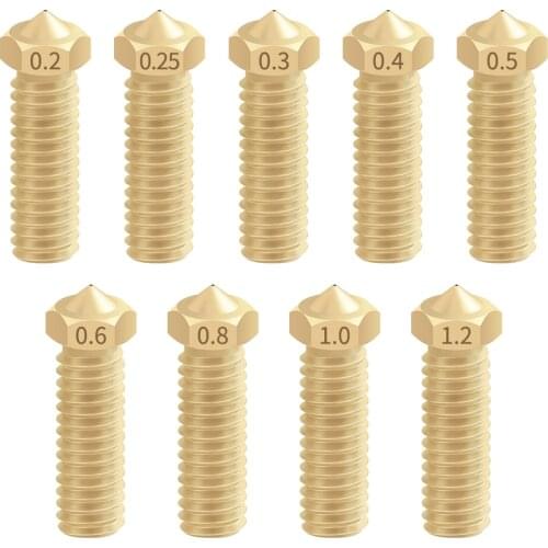 5Pcs/lot 3D printer parts Volcano nozzle All metal brass 3D extruder nozzle 0.4/0.6/0.8/1.0/1.2mm For 1.75/3mm