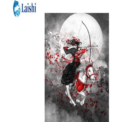 5D diy full round diamond painting Abstract japanese female archer cross stitch kits diamond embroidery mosaic pattern picture