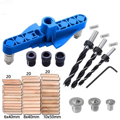 6/8/10mm Drill Bit Two-in-one Straight Hole Punch Locator Find Center Scriber Round Dowel Puncher DIY Woodworking Hand Tools
