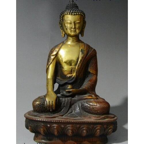8" China Buddhism Pure Bronze Gilt Shakyamuni Sakyamuni Tathagata Buddha Statue