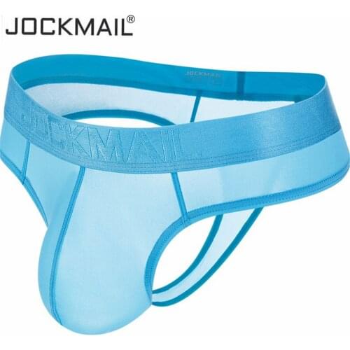 JOCKMAIL mens bikini Sexy underwear men Briefs string Ice silk transparent men underwear Jocks slip tanga thong Gay underwear