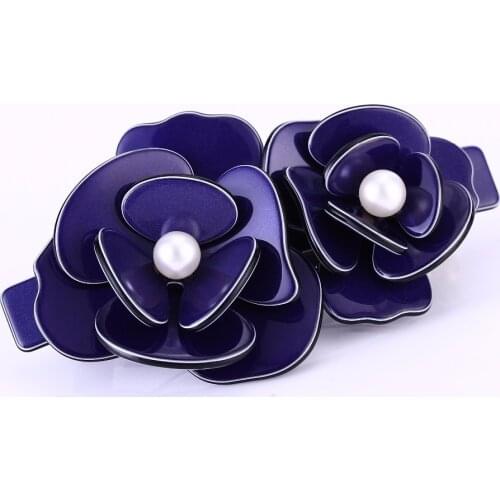 Buena 3D New Fashion Flower Hair Clip Elegant Pearl Acrylic Hair Barrette Hair Accessories Perfect Gift For Women